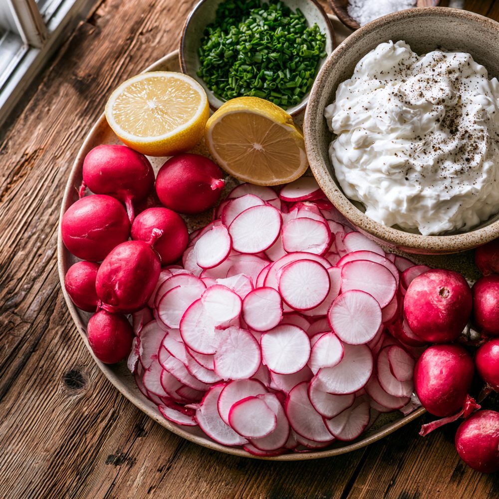 Ingredients for Polish Rzodkiewki w Śmietanie, Radish & Sour Cream Salad