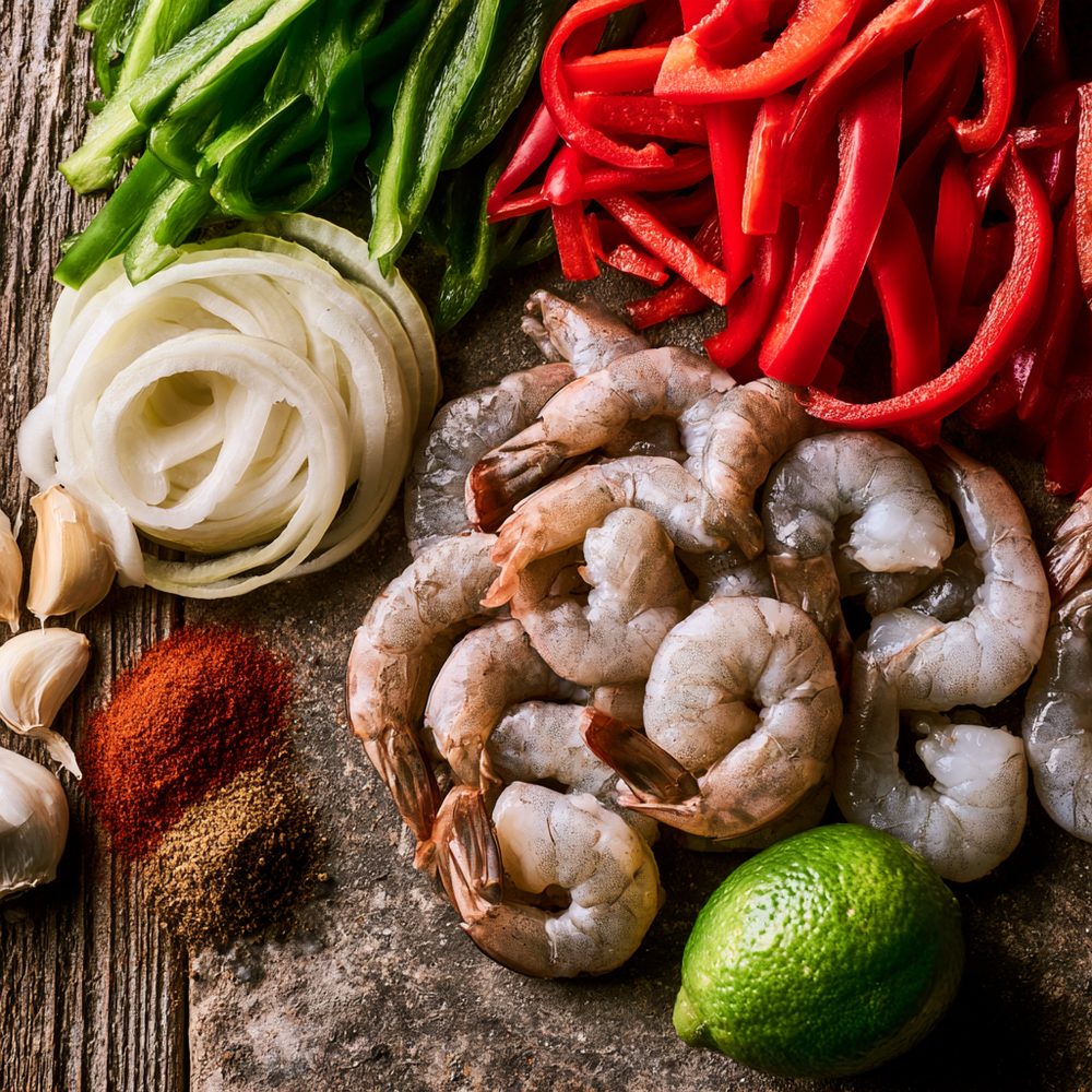 Ingredients for Garlic-Lime Shrimp Fajita Skillet