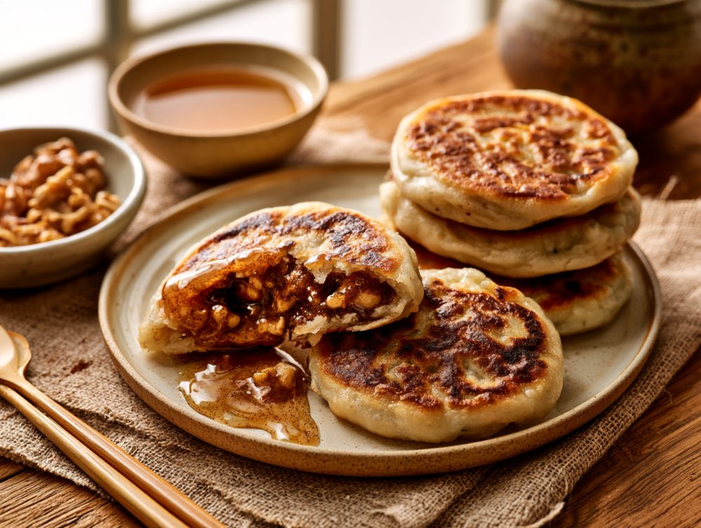 Korean Hotteok, Sweet Cinnamon Pancakes
