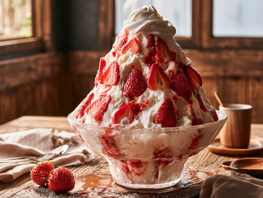 Korean Ttalgi Bingsu, Strawberry Shaved Milk Ice