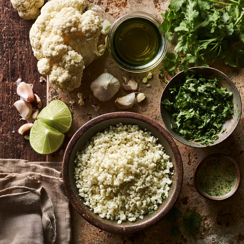 Ingredients for Cauliflower Cilantro “Rice”