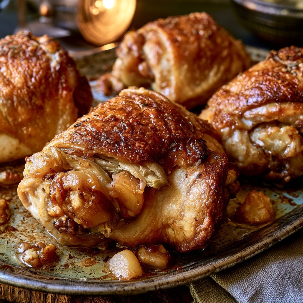 Passover Charoset-Stuffed Chicken, plated and ready to serve