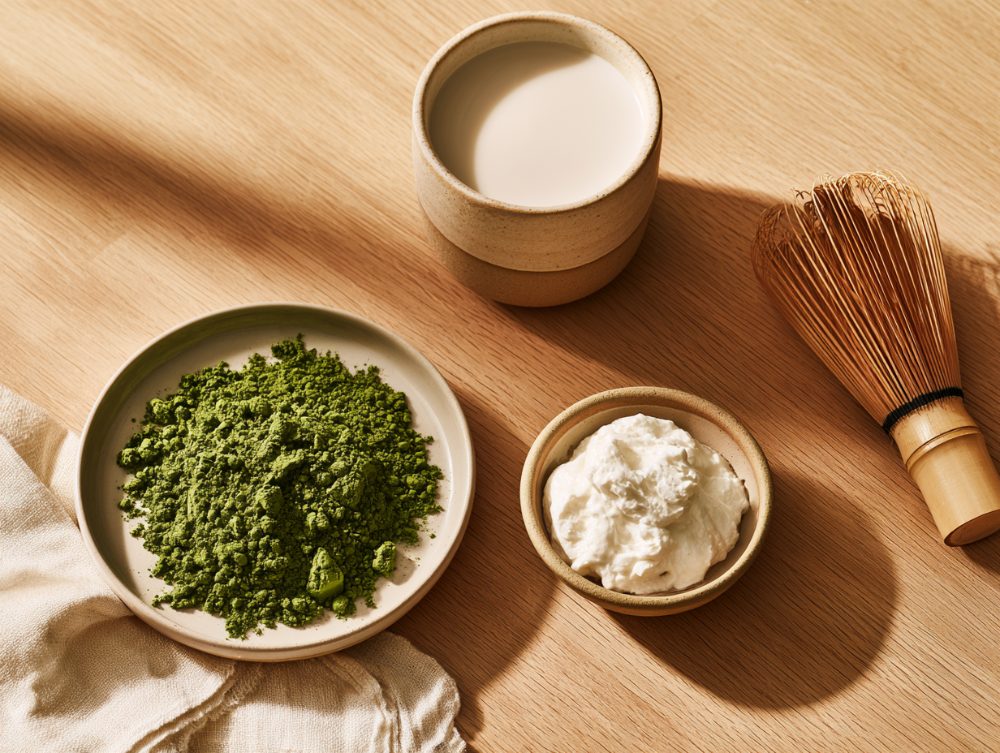 Ingredients for Korean Nokcha Latte