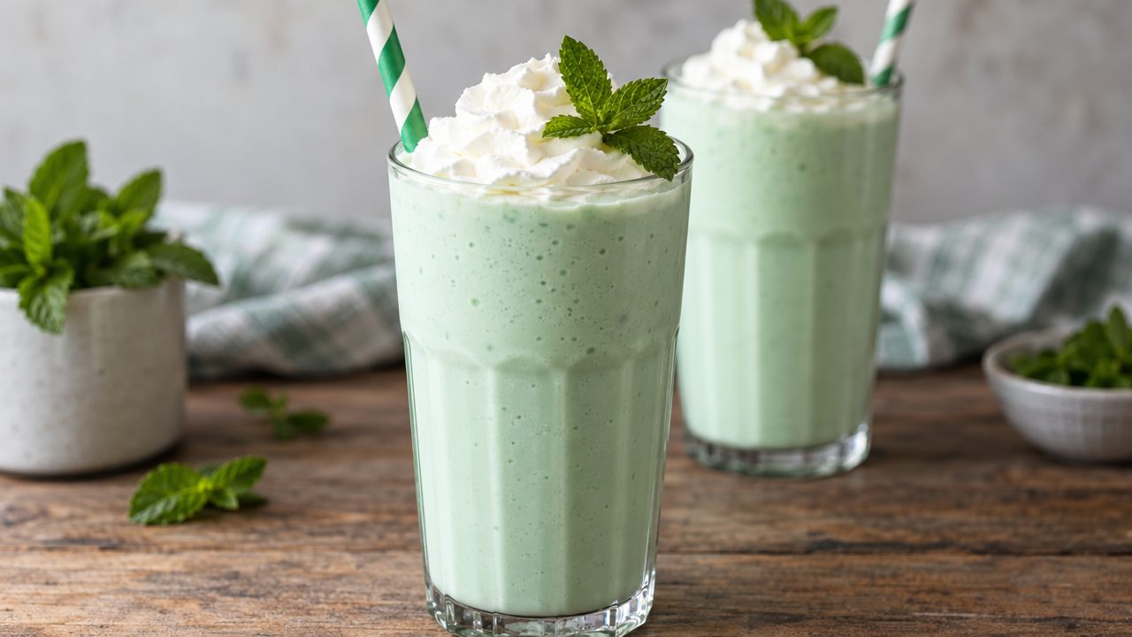 Keto Shamrock Shake, plated and ready to serve