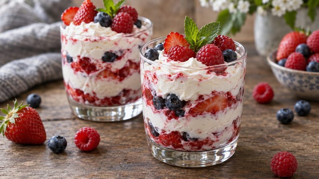 Keto Irish Berry Fool, plated and ready to serve
