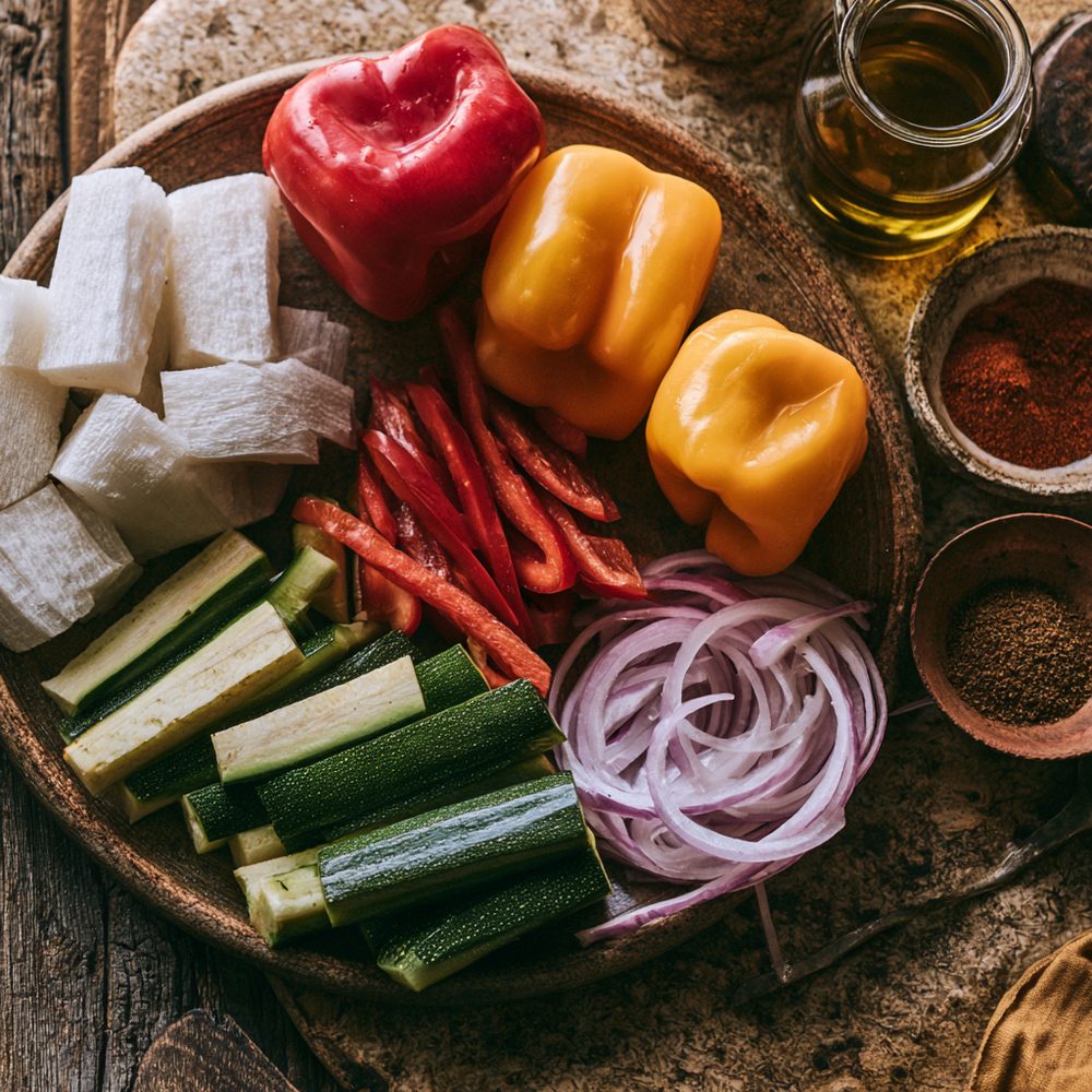Ingredients for Veggie Fajita Jicama-Sheet Tacos
