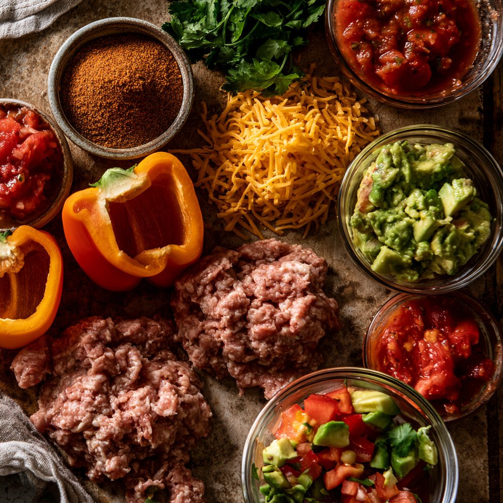 Ingredients for Turkey Taco Salad Cups