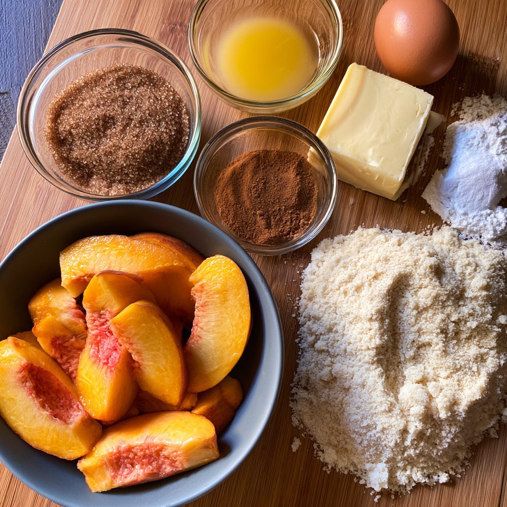 Ingredients for Peach Cobbler, Keto Crust