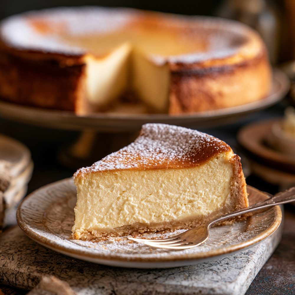 Polish Sernik, Keto Cheesecake, plated and ready to serve