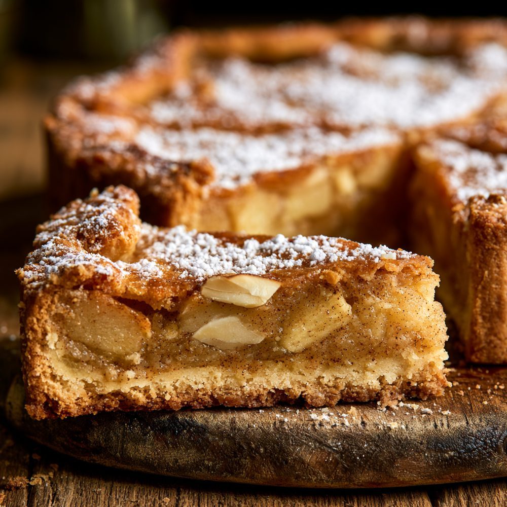Polish Szarlotka-less Almond Tart, Sugar-Free, plated and ready to serve
