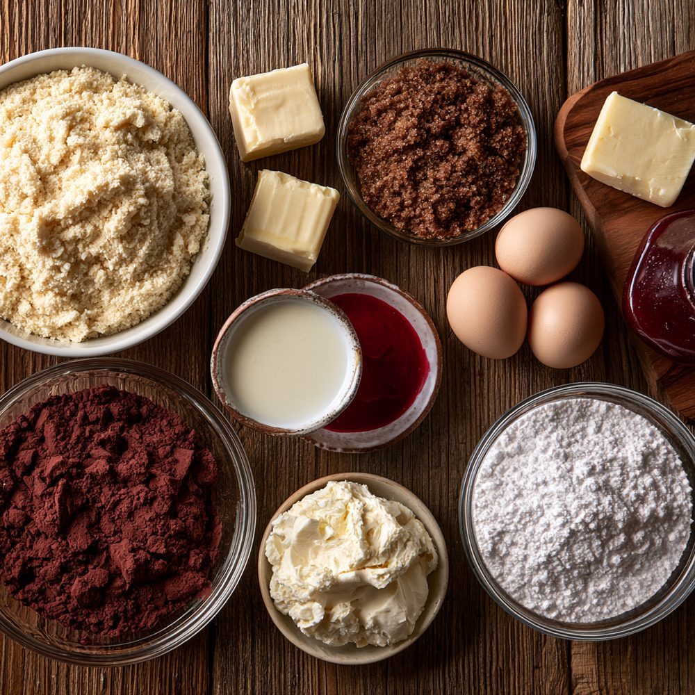 Ingredients for Red Velvet Cake, Keto Style