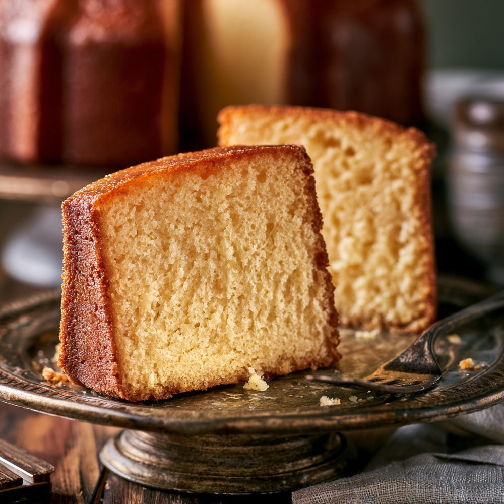 Buttermilk Pound Cake, Keto Style, plated and ready to serve