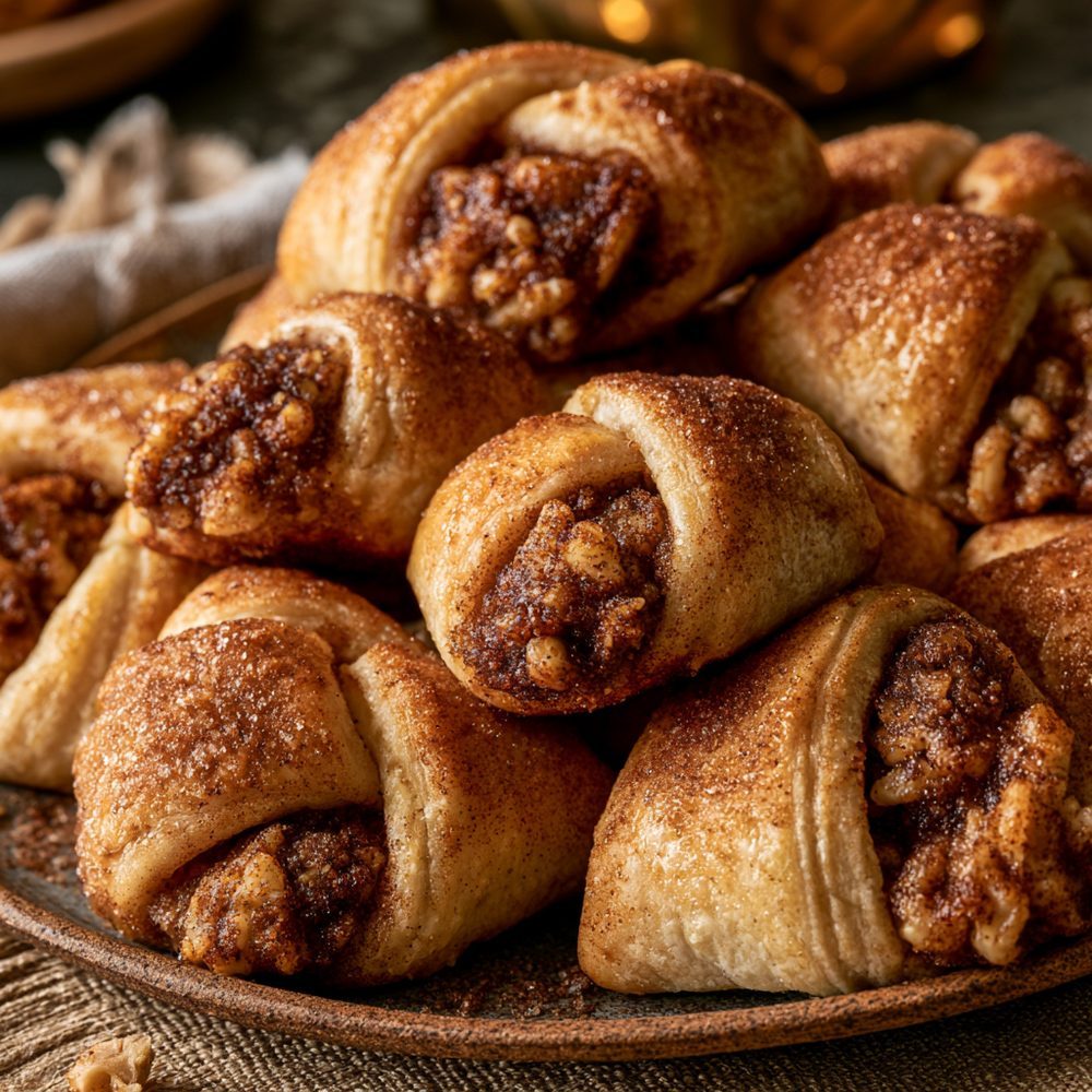 Sugar-Free Rugelach, Pareve Dough, plated and ready to serve