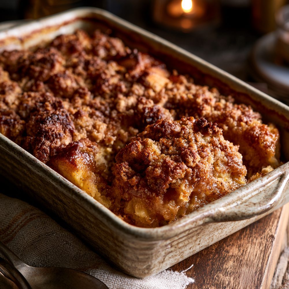 Apple and Cinnamon "Kugel" Dessert, plated and ready to serve