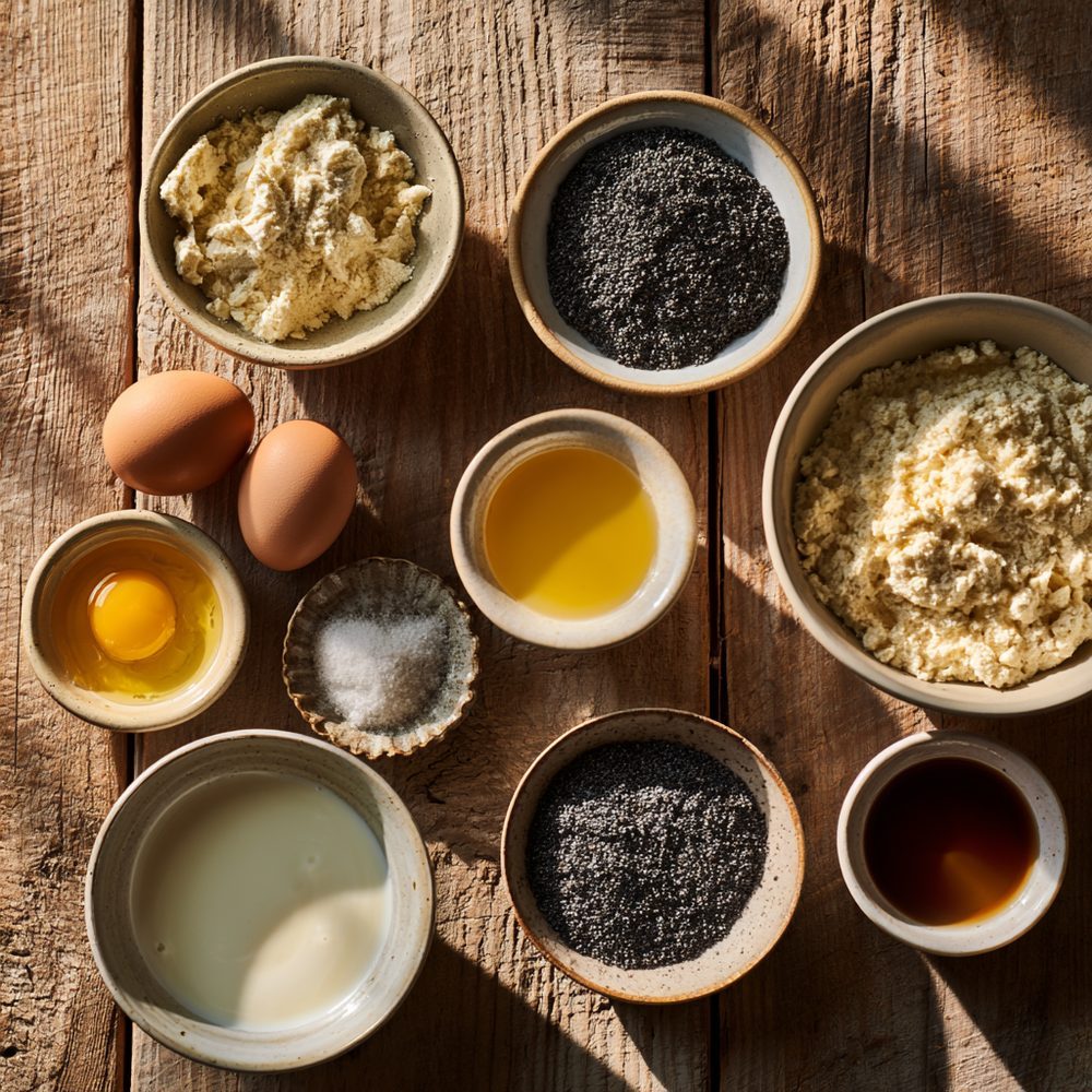 Ingredients for Polish Makowiec-Style Poppy Seed Roll, Sugar-Free