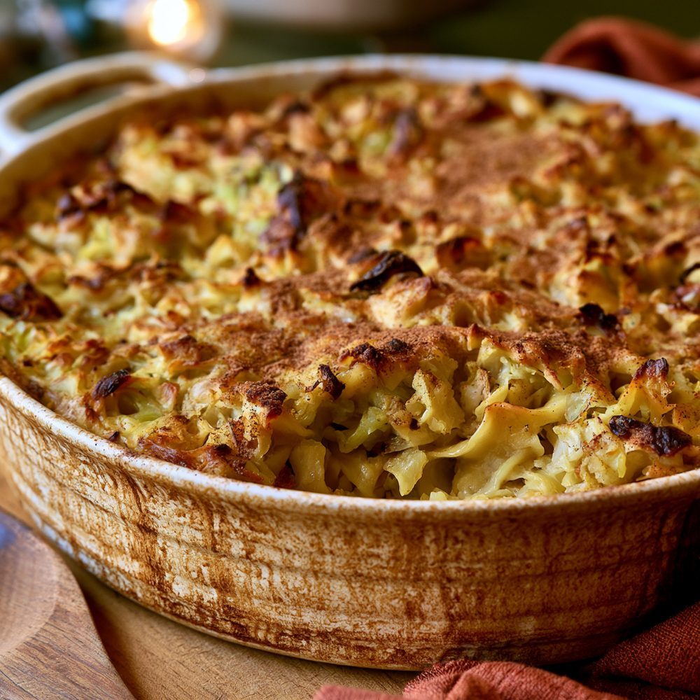 Sugar-Free Sweet Noodle Kugel, plated and ready to serve