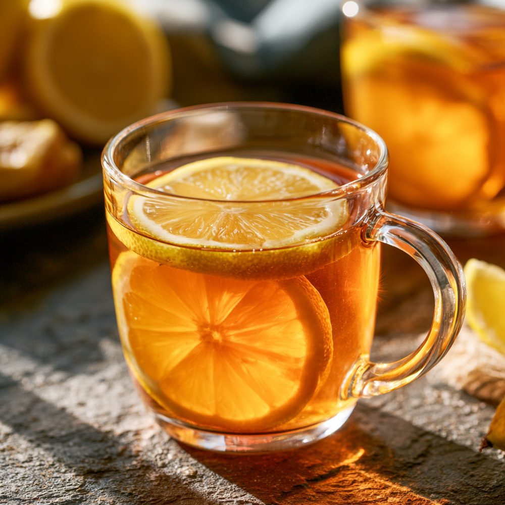 Polish Herbata z Cytryną, Lemon Tea, Sugar-Free, plated and ready to serve