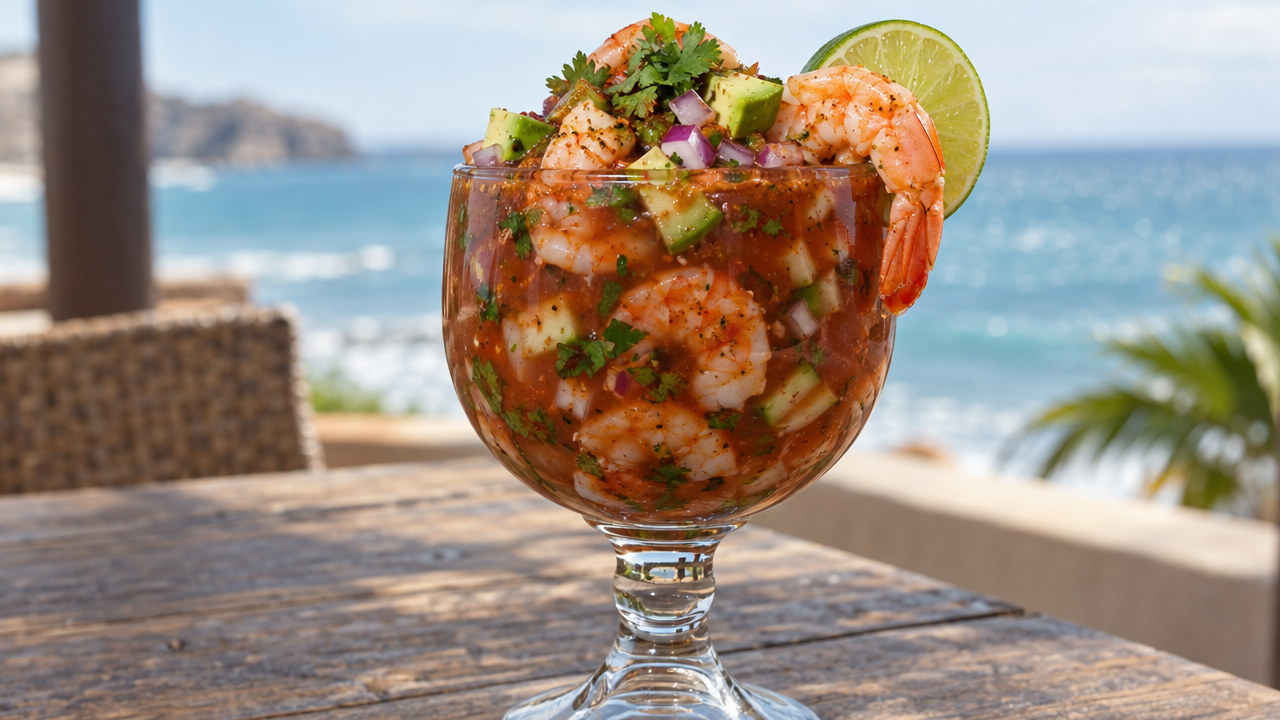 Chipotle Shrimp Cocktail in a glass