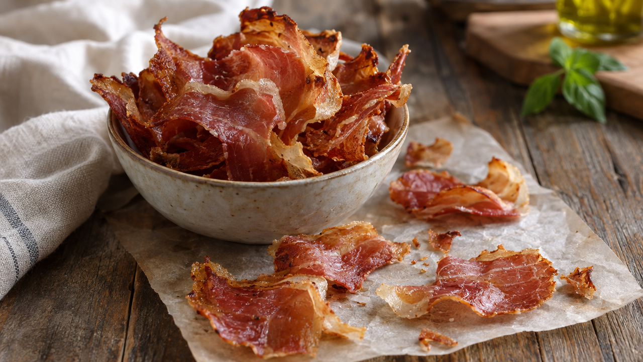 Crispy baked prosciutto chips