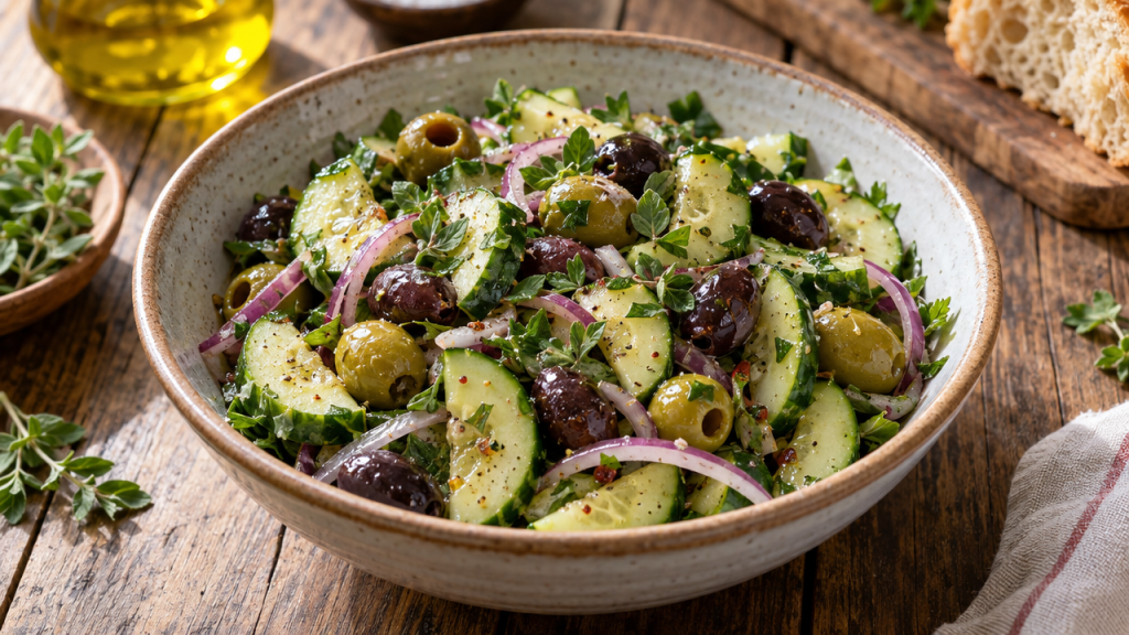Cucumber and olive salad