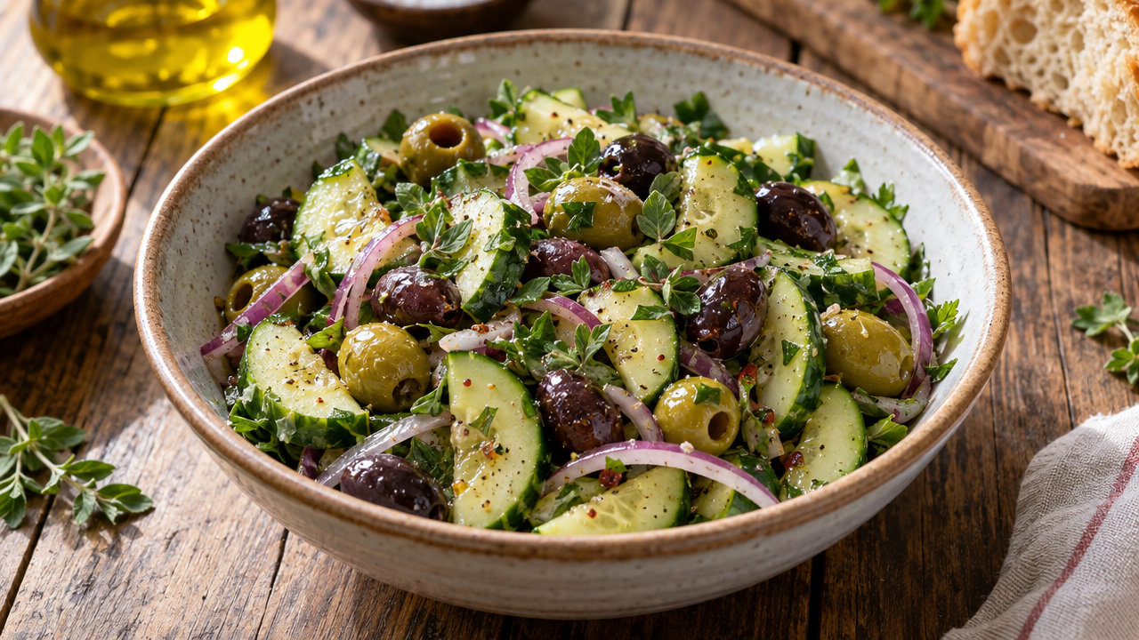 Cucumber and olive salad