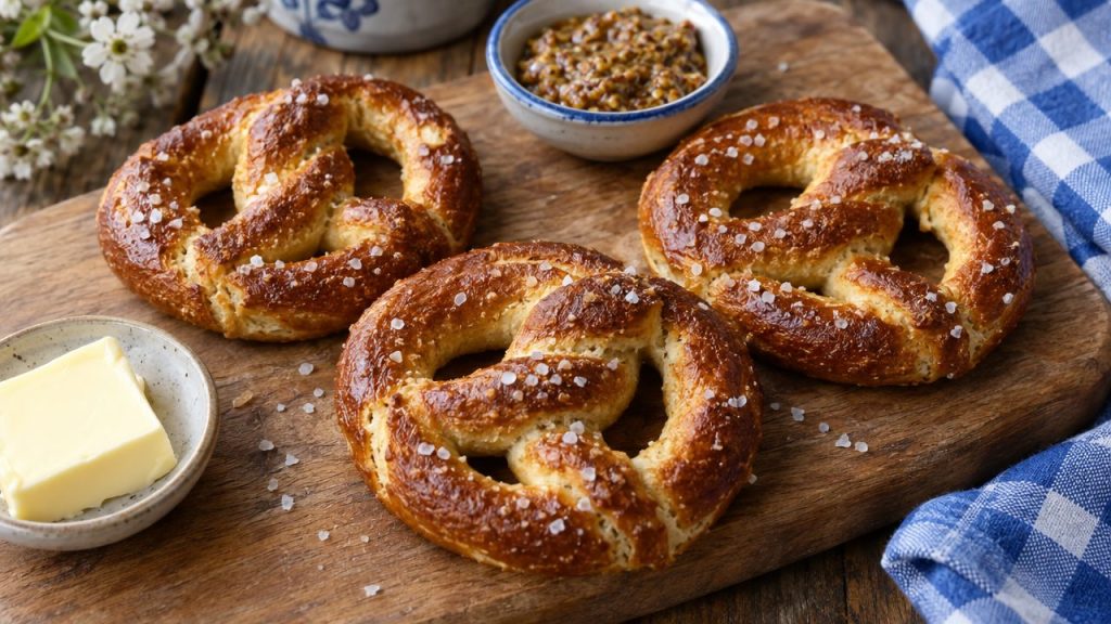 Almond-Flour Soft Laugenbrezel, plated and ready to serve