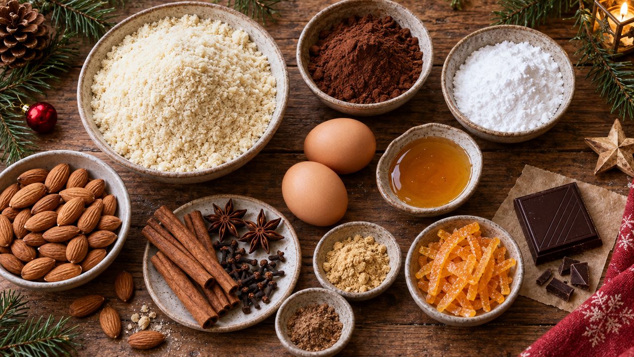 Ingredients for Almond Lebkuchen Gingerbread