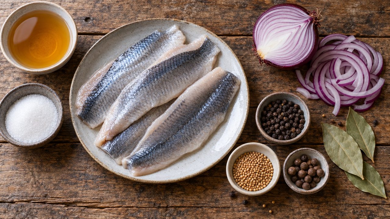 Ingredients for Bismarckhering Marinated Herring