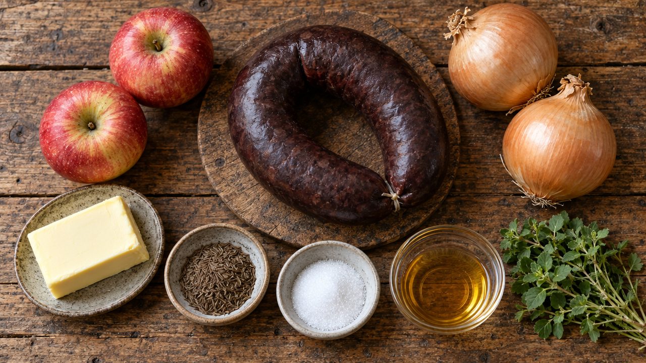 Ingredients for Blutwurst with Caramelised Apples & Onions