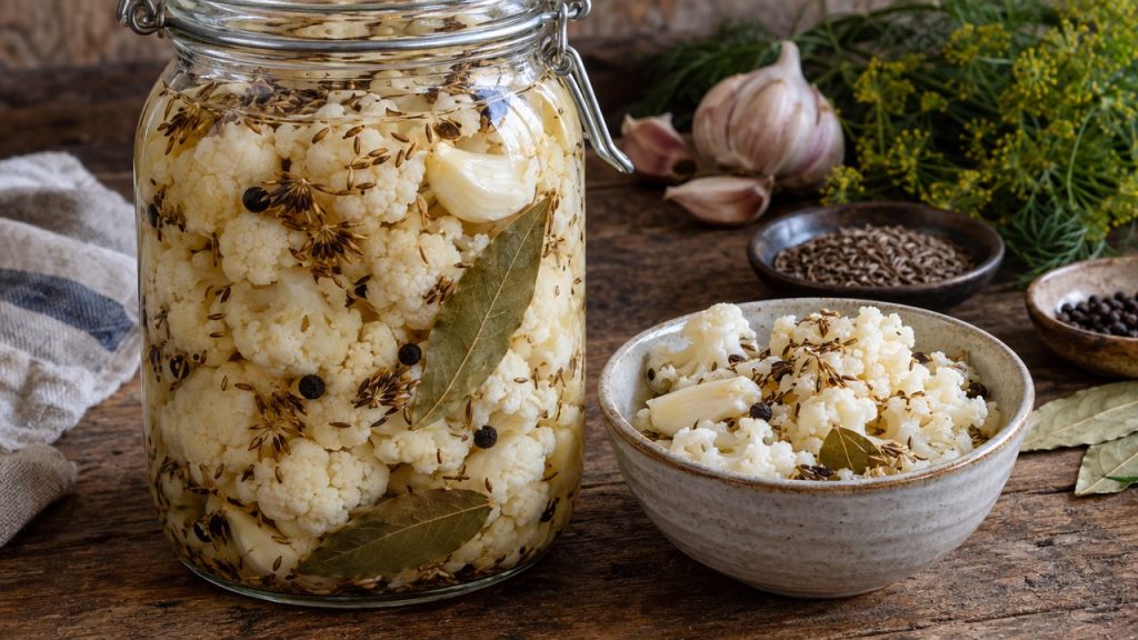 Cauliflower Sauerkraut Style, plated and ready to serve