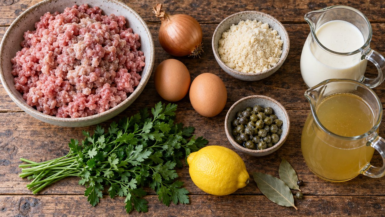 Ingredients for Königsberger Klopse Meatballs in Caper Cream