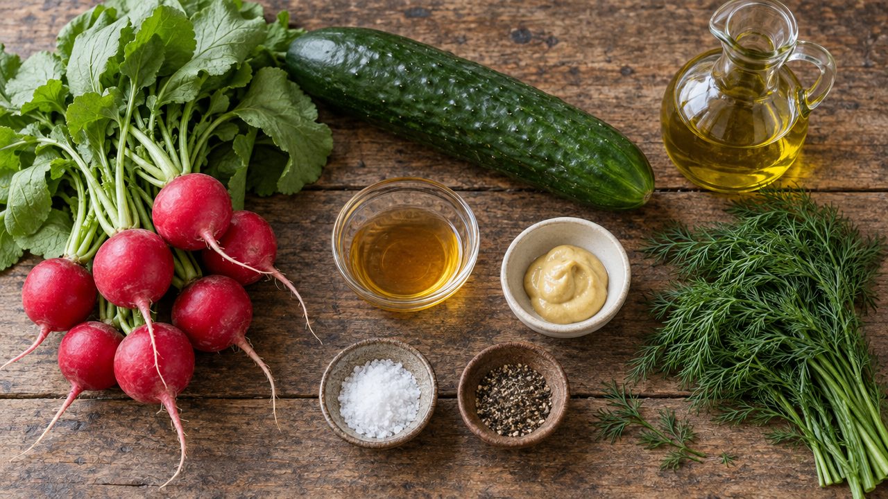 Ingredients for Radish & Cucumber Salat with Dill Vinaigrette