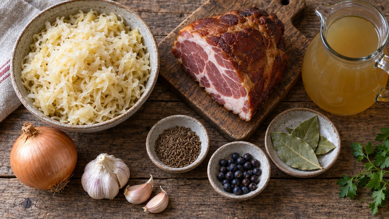 Ingredients for Sauerkraut Suppe with Caraway
