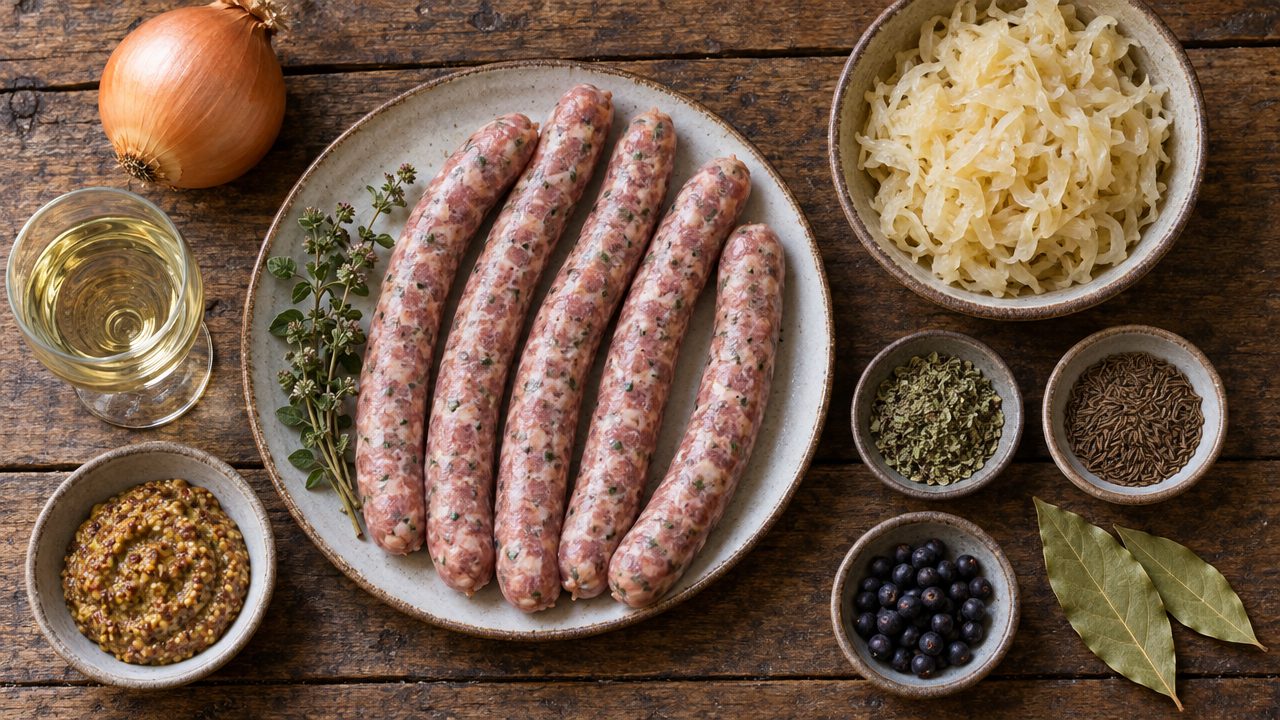 Ingredients for Thuringian Rostbratwurst Plate