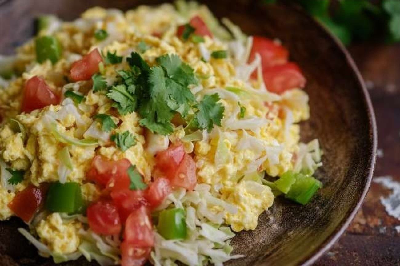 Ugandan Egg & Herb Skillet, Rolex-Adjacent (No Wrap), plated and ready to serve