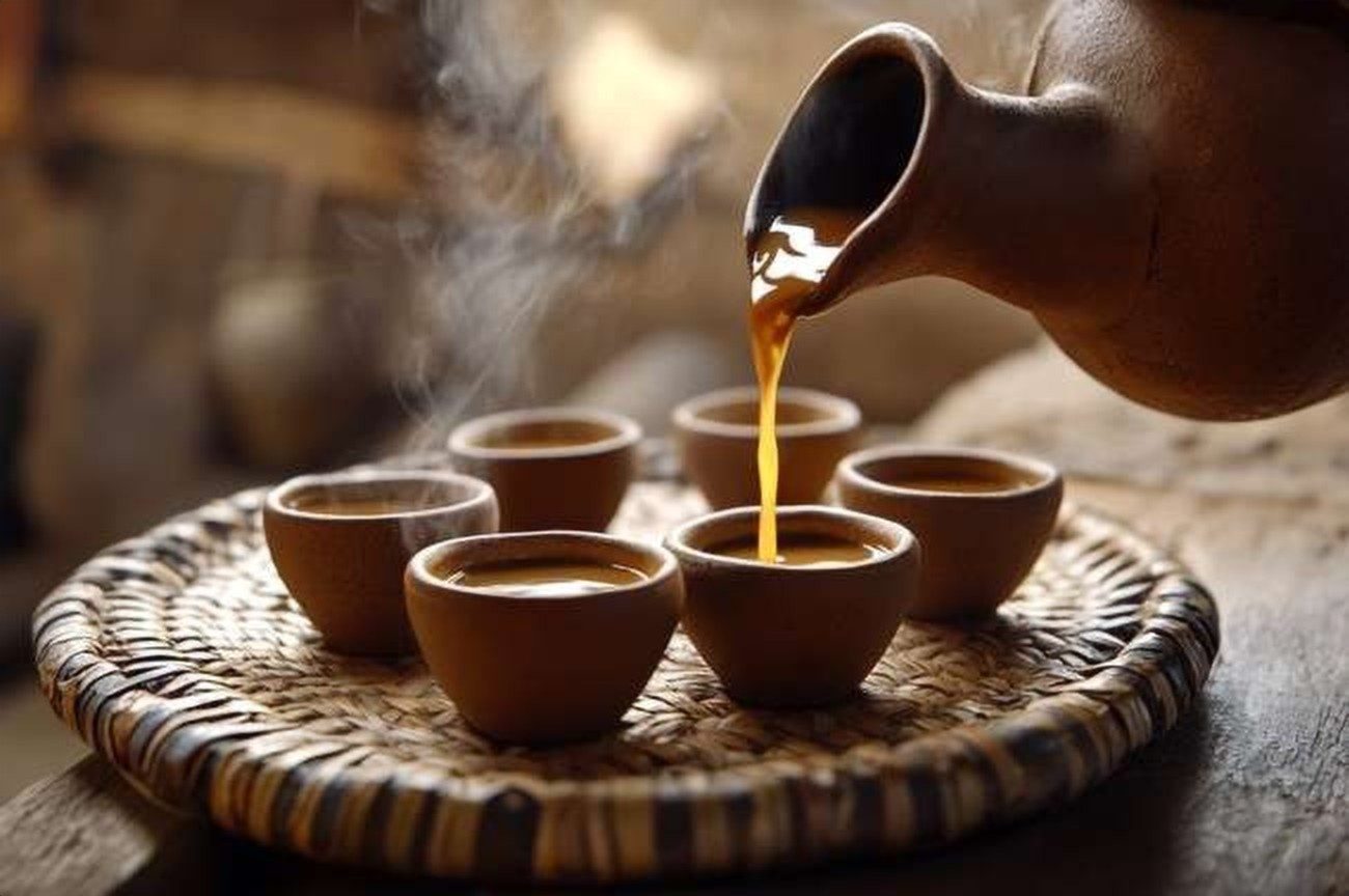 Ethiopian Coffee Ceremony-Style Coffee, Traditional, plated and ready to serve
