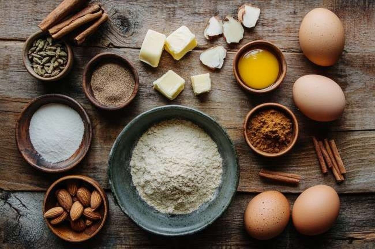 Ingredients for Ethiopian Dabo-less Almond Spice Cake, Sugar-Free