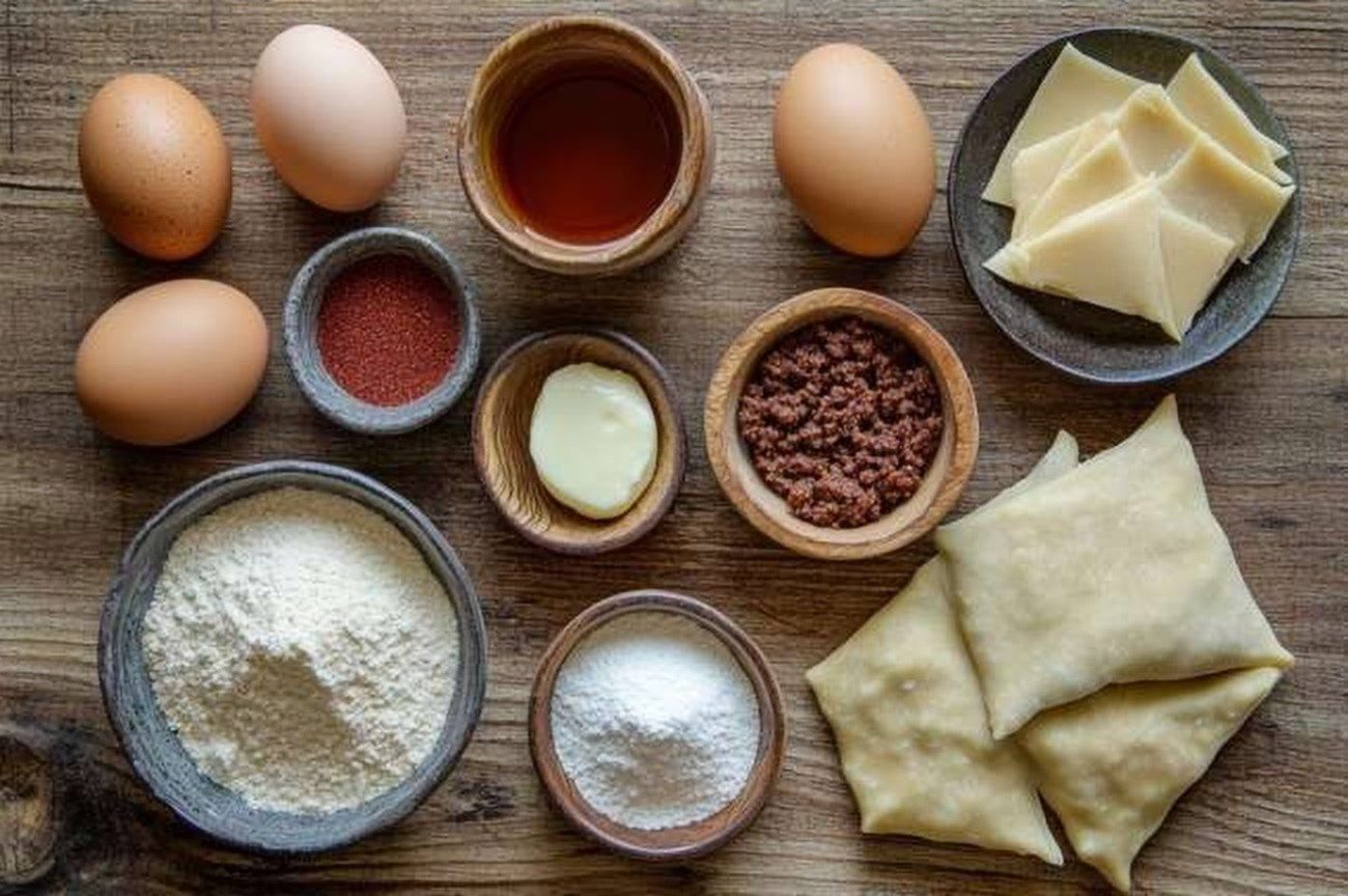Ingredients for Ethiopian Sambusa, Almond Flour Crust, Meat Filling