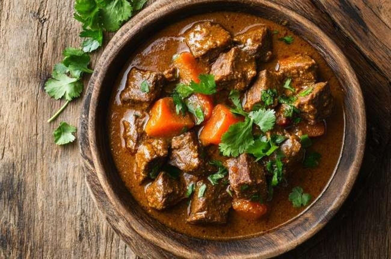 Kenyan Beef Stew, Coastal Style, plated and ready to serve