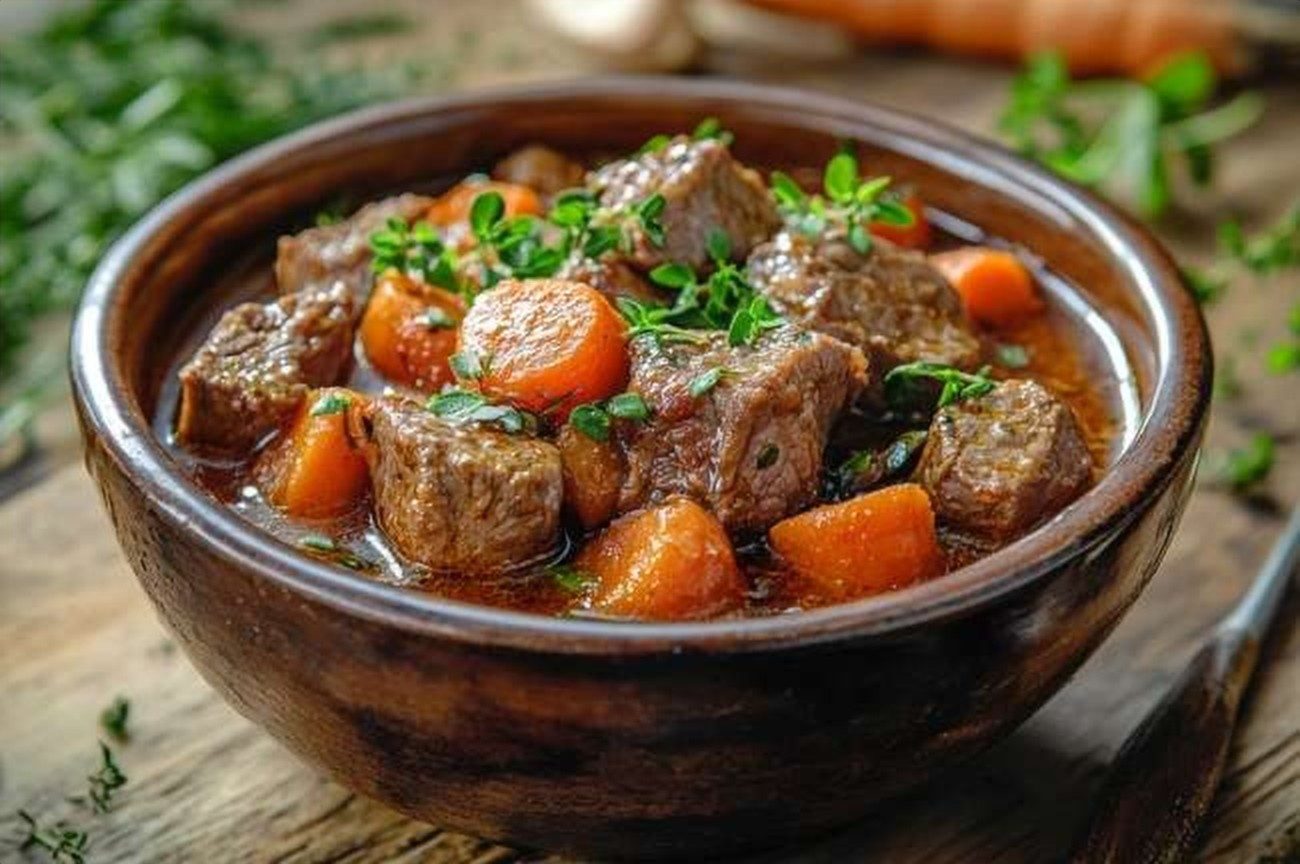 Kenyan Game Meat Stew, Rift Valley Style, plated and ready to serve