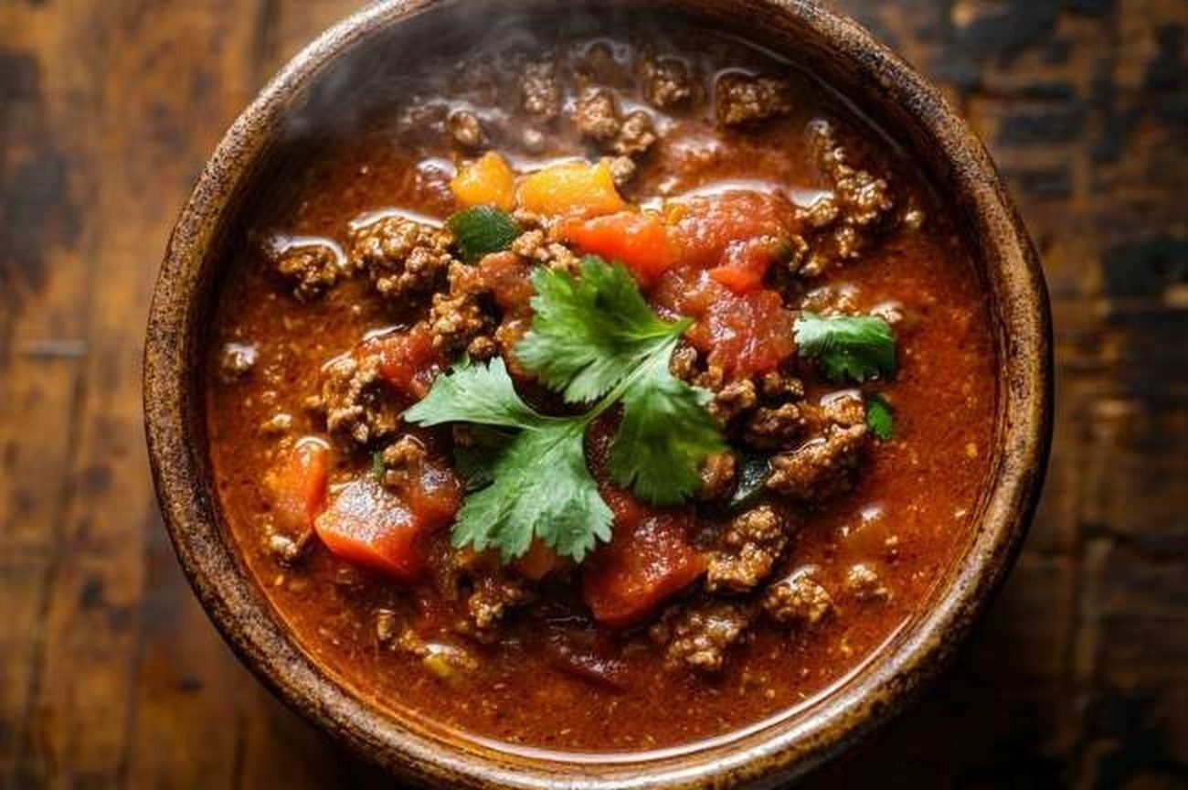 Kenyan Kima, Minced Beef & Tomato Stew, plated and ready to serve