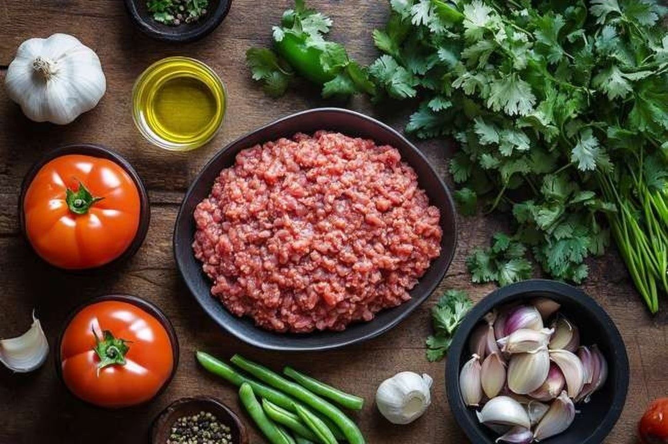 Ingredients for Kenyan Kima, Minced Beef & Tomato Stew