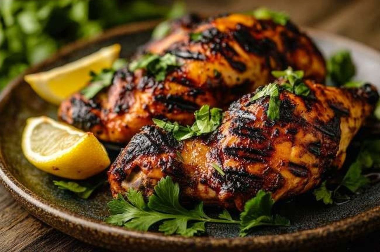 Kenyan Kuku Choma, Grilled Chicken, plated and ready to serve