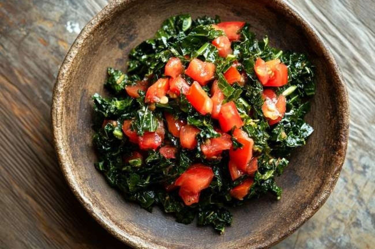Kenyan Managu (African Nightshade), Sautéed, plated and ready to serve