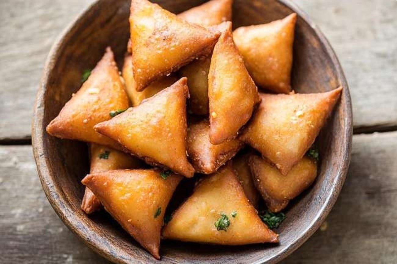 Kenyan Mandazi-less Almond Bites, Savory Version, plated and ready to serve