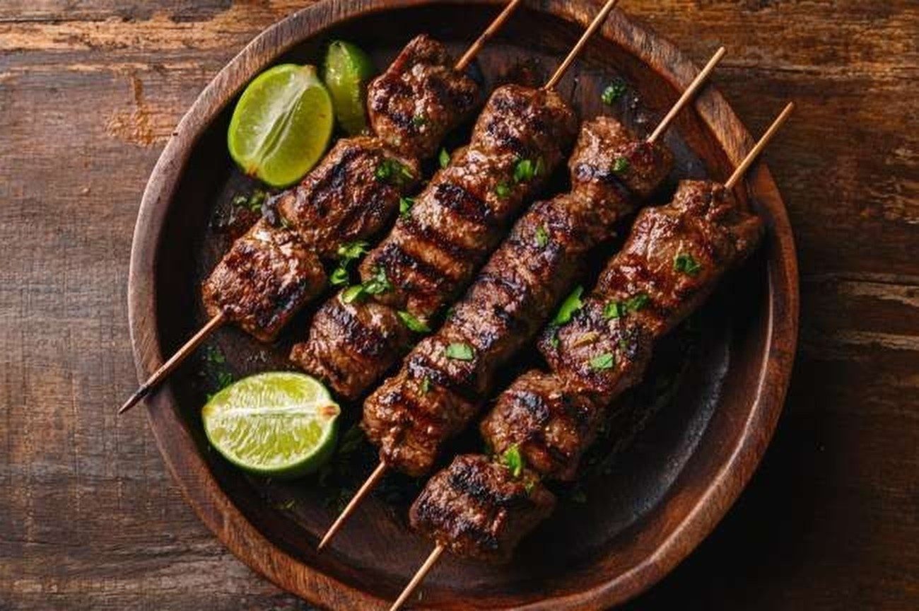 Tanzanian Beef Mishkaki, Grilled, plated and ready to serve