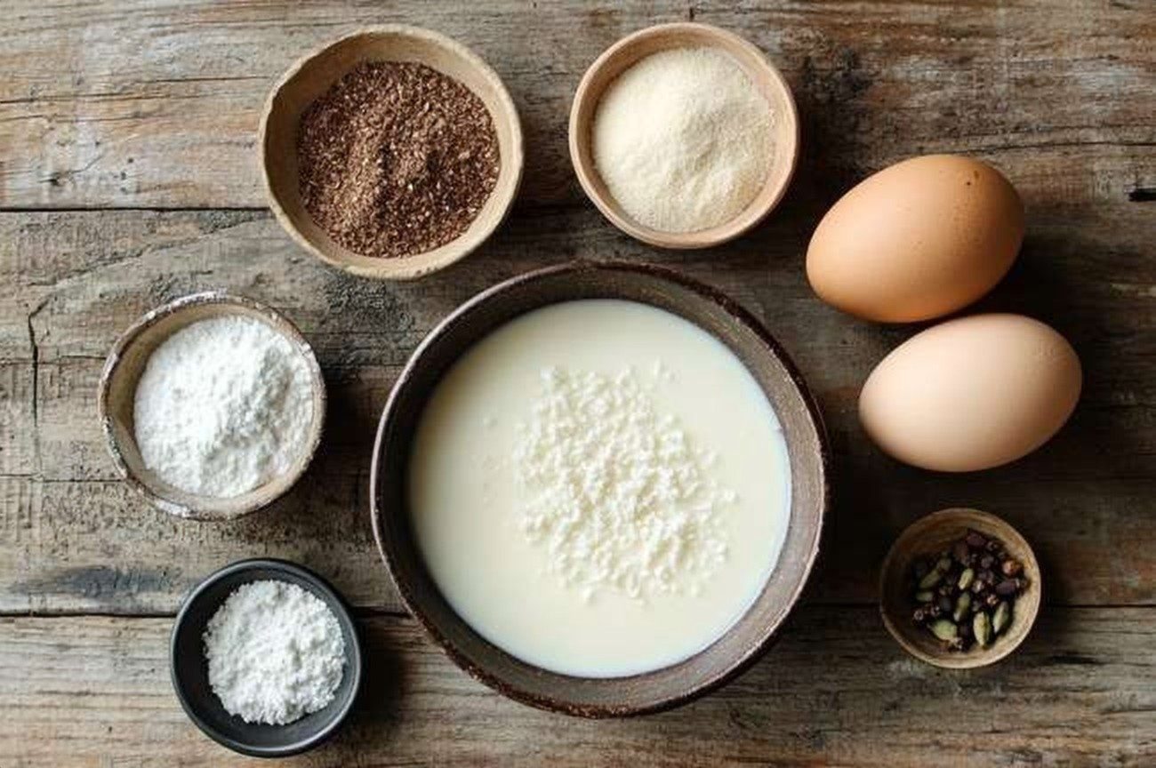 Ingredients for Tanzanian Coconut & Cardamom Custard, Zanzibar Style