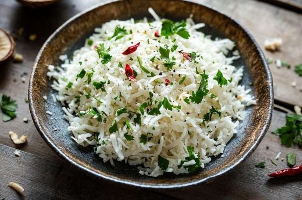 Tanzanian Coconut & Herb Salad, Zanzibar Style, plated and ready to serve