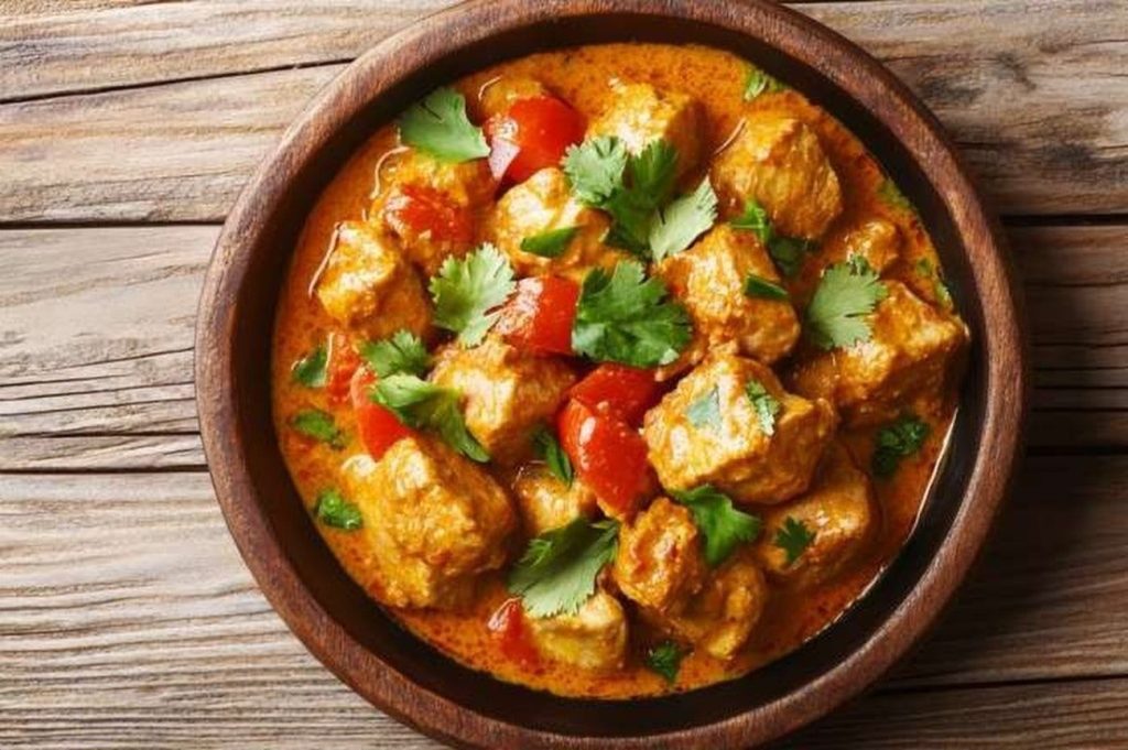 Tanzanian Pork & Coconut Skillet, plated and ready to serve