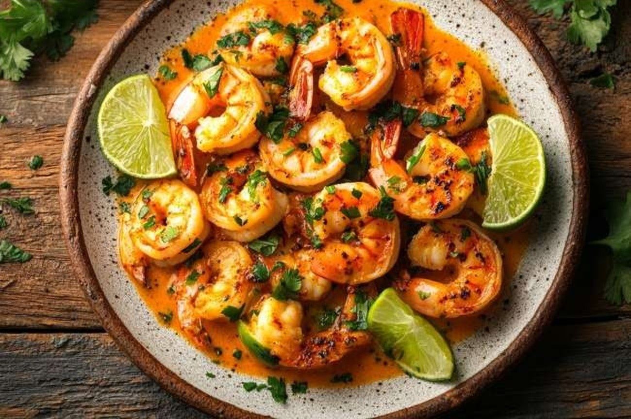Tanzanian Prawns, Coconut-Lime, Zanzibar Style, plated and ready to serve